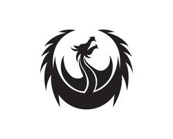 Cabeza dragón plano color logo plantilla vector ilustración