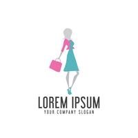 shoping woman logo design concept template vector