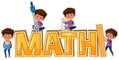 Icono de niño y matemáticas vector