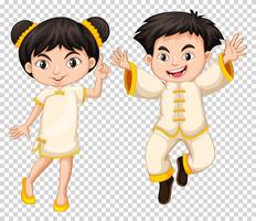 Chinese boy and girl in traditional costume vector