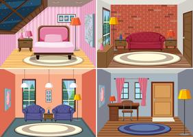 A set of room interior background vector