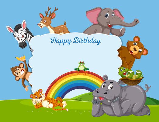 Wild animal on birthday template