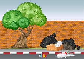 Scene with trash under the tree vector