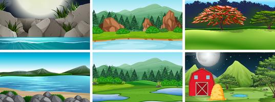 Set of rural landscape vector