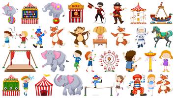 Large circus themed set vector