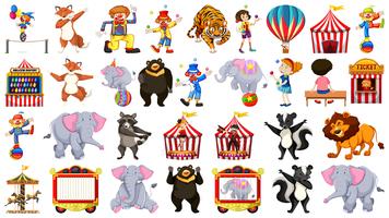 Set of circus element vector