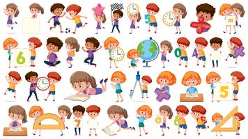 Set of math kids vector