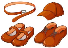 Brown shoes and belt vector