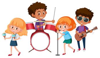 A music band on white backgroud vector
