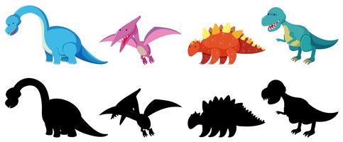 Set of dinosaur character vector