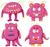 Set of pink monster character vector