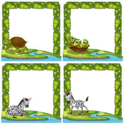 Set of animal in nature frame