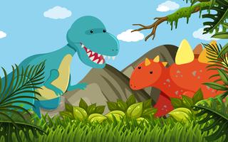 Two dinosaurs in the field vector