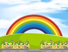 Background scene with rainbow in the park vector