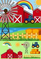 Farm scenes with windmill and hay vector