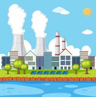 Factory scene with buildings and chimneys vector