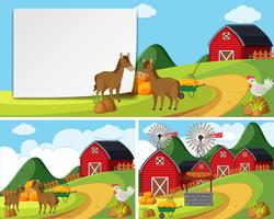 Scenes with horses in farmyard vector