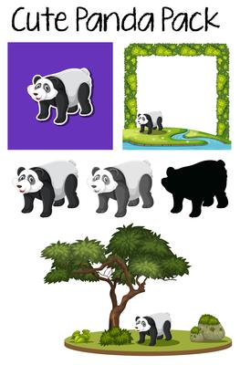 A pack of cute panda