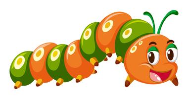 Caterpillar in orange and green color vector