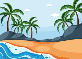 Background scene with coconut trees on beach vector