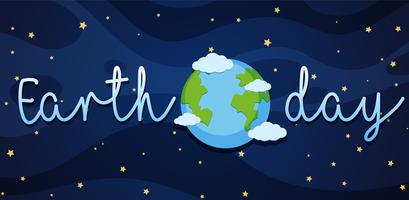 Earth day poster with earth in galaxy vector