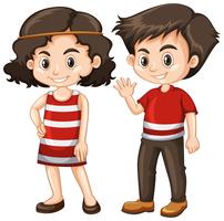 Two happy kids with big smile vector
