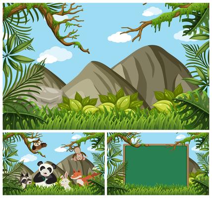 Background scenes with animals in the woods