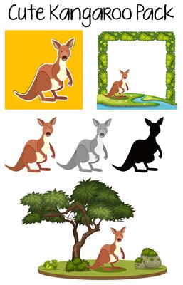Pack of cute kangaroo