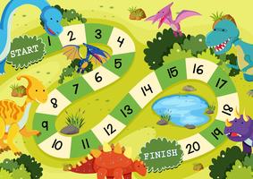 Flat dinosaur board game template vector