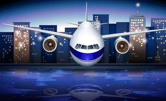 A plane near the tall buildings vector