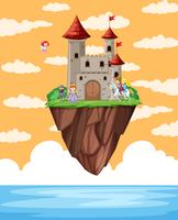 Castle floating on island scene vector