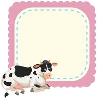 A cow on note template vector