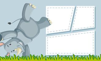 A rhinoceros on note template vector