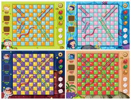 Set of snake ladder game template vector