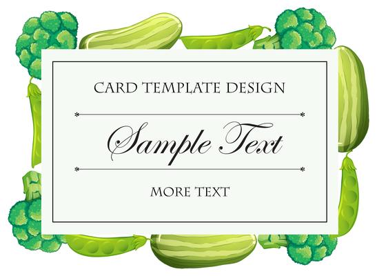 Card template with green vegetables