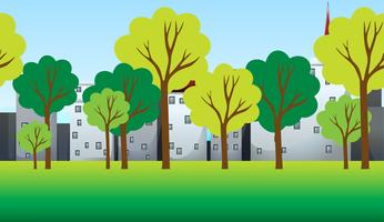 Scene with trees and buildings vector