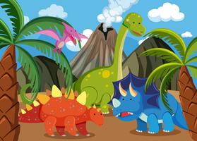 Many dinosaur in nature vector