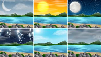 Set of nature landscape vector