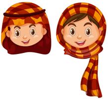 Niño y niña en traje árabe vector