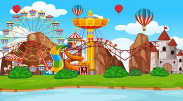 Large amusement park scene vector