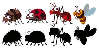 Conjunto de caracteres de insectos vector