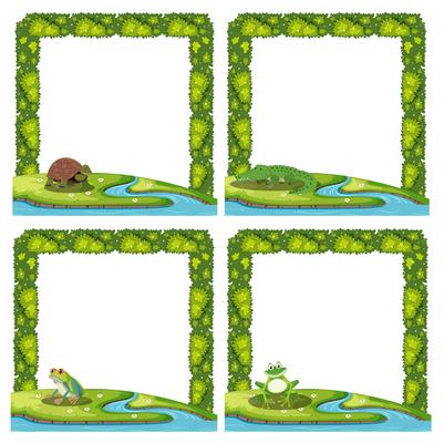 Set of animal in nature border