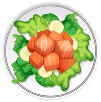 A salmon salad on white background vector