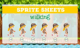 Sprite sheets girl walking vector