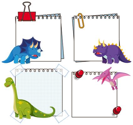 Set of dinosaur paper template