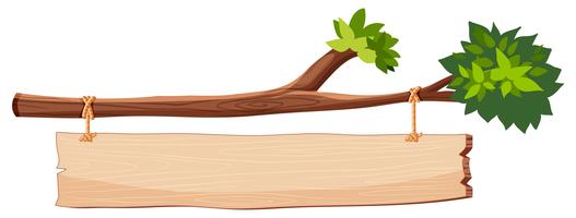 tree branch with wooden sign vector