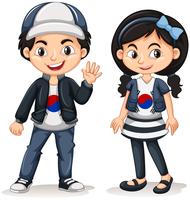 South Korean boy and girl  vector