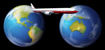 Airplane flying around the world vector