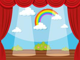 Stage with rainbow in backdrop vector