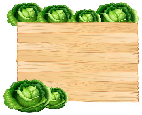 Wooden board and cabbages